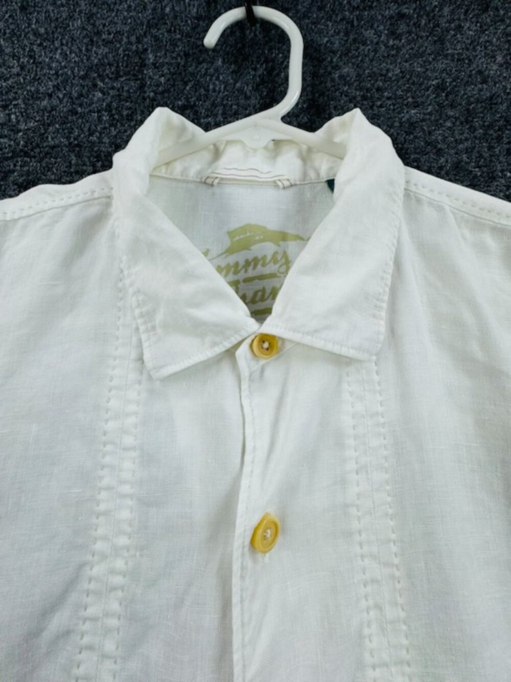 Tommy Bahama XL White Short Sleeve Shirt Beach Casual Linen Men Hawaiian Solid